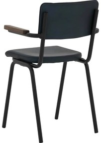 Goossens Eetkamerstoel Chaplin blauw leer met armleuning, urban industrieel