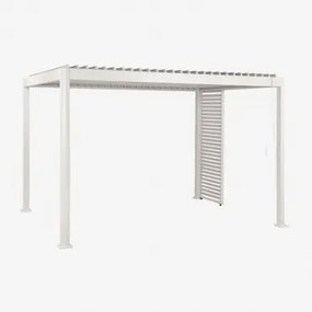 Bioclimatische Aluminiumpergola Met Lamellen En Druvia-paneel Gardenia Wit & Pergola Van 3x4 M Met 1 Paneel Van 90,5 Cm - Sklum