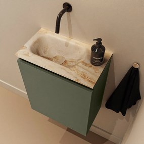 Mondiaz Ture DLux toiletmeubel 40cm army met wastafel frappe links zonder kraangat