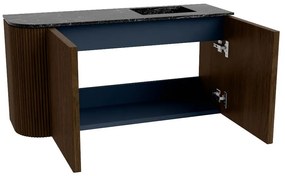 Mondiaz Joya DLux 80cm toiletmeubel ronding links walnut met wastafel faye rechts 1 kraangat lava