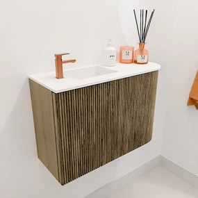 Mondiaz Joya 60cm toiletmeubel ronding rechts dusk met wastafel faye links 1 kraangat talc