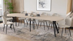 Mazzoni EXPANSO Kasjmier / zwarte poten - OVALE UITSCHUIFTAFEL 160-360 cm VOOR 16-18 PERSONEN