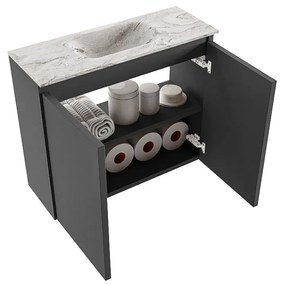 Mondiaz Ture DLux toiletmeubel 60cm dark grey met wastafel glace midden met kraangat