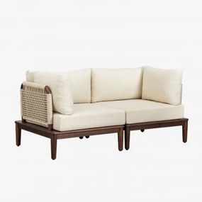 Giulia Modulaire Tuinbank Van 2 Delen Met 2 Hoekfauteuils In Acacia Beige – Crème - Sklum