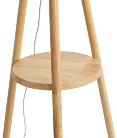 Scandinavische vloerlamp hout met stoffen kap wit - Lou