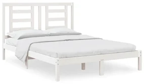vidaXL Bedframe massief grenenhout wit 135x190 cm 4FT6 Double