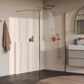 Brauer Oblivion inloopdouche helder glas 130cm met 40cm zijwand koper geborsteld PVD