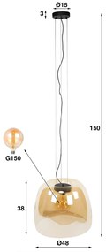 Grote Hanglamp Amberkleurig Glas 48 Cm