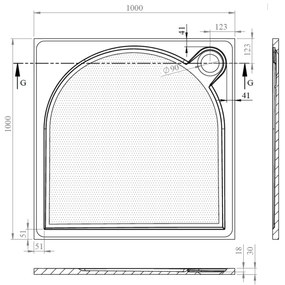 Gelco Larca vierkante douchebak 100x100cm wit