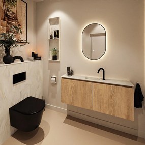 Mondiaz Ture DLux toiletmeubel 120cm washed oak met wastafel ostra midden met kraangat