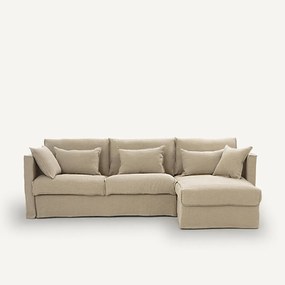 Omvormbare hoekbank in dik stonewashed linnen, Camille