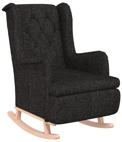 vidaXL Fauteuil met massief rubberwood schommelpoten stof zwart