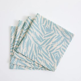 Set van 4 bedrukte katoenen voile servetten, LEAN
