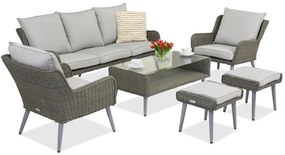 Garden Point tuinmeubelen Bilbao Coffee 5 + 2 poefs grijs