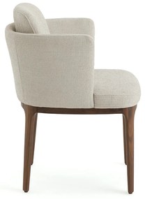 Tafelfauteuil in stof en notenhout, Jabote