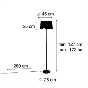 Stoffen Vloerlamp goud/messing met zwarte kap 45 cm verstelbaar - Parte Klassiek / Antiek E27 cilinder / rond rond Binnenverlichting Lamp