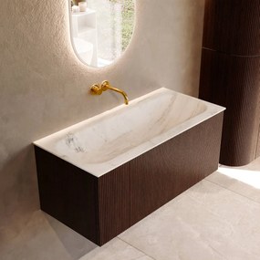 Mondiaz Kurve-dlux 100cm badmeubel ruby met 1 lade en wastafel big medium midden zonder kraangat opalo