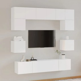 vidaXL 8-delige Tv-meubelset bewerkt hout wit