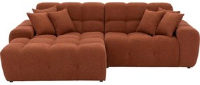 Goossens Excellent Bank Kubus - 30 X 30 Cm Stiksel bruin, stof, 1,5-zits, modern design met chaise longue links