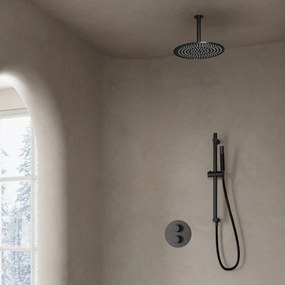Saniclear Iron Pro inbouwregendouche 30cm rond met plafondarm en glijstang gunmetal rond