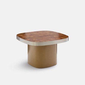 Salontafel, blad van gefineerd iepenwortelhout, diameter 65 cm, PAULIS