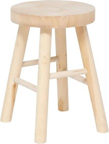 Atmosphera Woody Bijzetkrukje– Pauwlowna hout – diameter 28xH41 cm – Lichtbruin