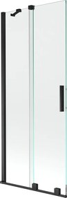 Mexen Velar badwand vouwdeur 2-delig schuifbaar 80 x 150 cm, transparant, zwart - 896-080-000-01-70