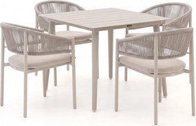 + 10% kassakorting | Diningset Bellagio | 4 personen aluminium | Tuinset stapelbaar | 5-delig | Kees Smit Tuinmeubelen