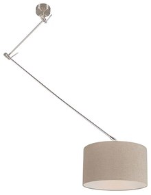 Hanglamp staal met kap 35 cm lichtbruin verstelbaar - Blitz