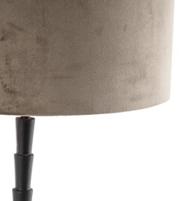 Art Deco tafellamp zwart 35 cm velours kap taupe - Pisos Art Deco E27 cilinder / rond Binnenverlichting Lamp