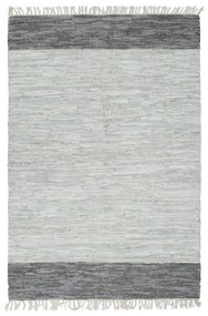 vidaXL Vloerkleed chindi handgeweven 160x230 cm leer grijs