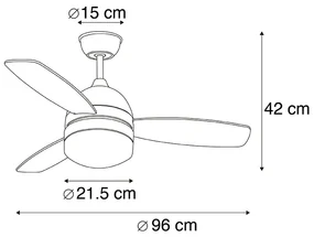 Plafondventilator met lamp brons 96cm met afstandsbediening - Rotar Modern E27 rond Binnenverlichting Lamp