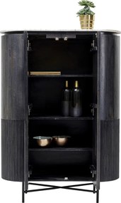 Kare Design Glenn Ovale Kast Zwart Met Wit Marmer - 100x45x138cm.