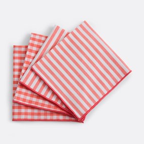 Set van 4 servetten, 30% gerecycled katoen, geweven-geverfd, SOIZIC
