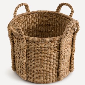 Ronde mand met 4 handvatten in waterhyacint , Tima