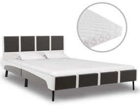 vidaXL Bed met matras kunstleer grijs en wit 140x200 cm