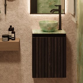 Fontana Green Onyx Micro Marble toiletmeubel met ribbelfront 40cm kasteel bruin