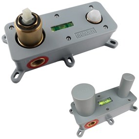 Brauer Stripe inbouw wastafelkraan ColdStart met gebogen uitloop en afdekplaat model A2 gunmetal geborsteld PVD