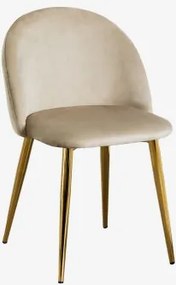 Pack Van 4 Gestoffeerde Eetkamerstoelen Van Staal Kana Goud & Fluwelen Bruin - Tarwe & Fluwelen - Sklum