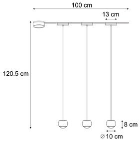 LED Modern railsysteem met 3 hanglampen zwart 1-fase - Magnetic Lance Modern Binnenverlichting Lamp