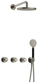 Hotbath Cobber IBSW70 Regendoucheset inbouw - 38.5cm wandarm - 20cm ronde hoofddouche - 3 standen handdouche - Geborsteld nikkel IBSW70GN1