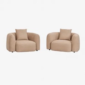 Pack Van 2 Fauteuils In Chenille Coco Dikke Chenille Stof Latte Bruin - Sklum