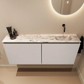 Mondiaz Ture DLux toiletmeubel 120cm linen met wastafel glace rechts zonder kraangat