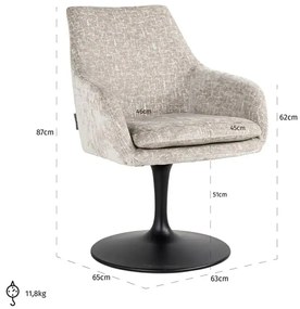 Richmond Interiors Marlon Eetkamerstoel Met Ronde Trompet Voet Pearl Beige
