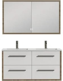 Tiger Boston badmeubel met spiegelkast en witte wastafel 120cm chalet eiken