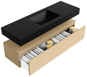 Zaro Alan badmeubel 140cm sand 1 lade met vrijhangende wastafel cloud midden zonder kraangat urban