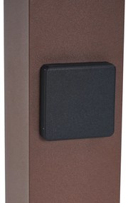 Industrieel buiten paaltje roestbruin met smoke glas 50cm met schemersensor - Denmark