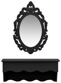 vidaXL Wandset met spiegel en haken zwart