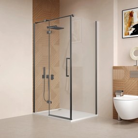 Saniclear Pure douchecabine 80x80cm verouderd ijzer - gunmetal