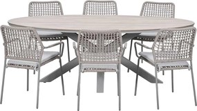 Garden Impressions Natas tuinset 7-delig taupe - Tulli tuintafel 220x115 cm - light teak vironwood